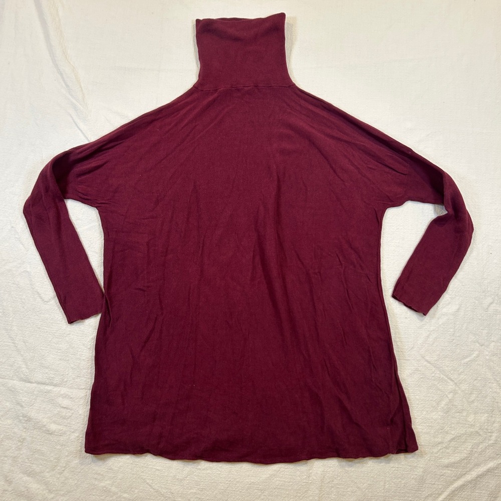 Gaiam Womens Organic Cotton Bamboo Viscose Turtleneck Sweater Burgundy Small